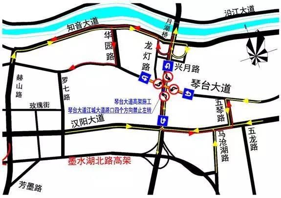 由江城大道地面层去往琴台大道赫山路方向的左转车辆,可提前在汉阳