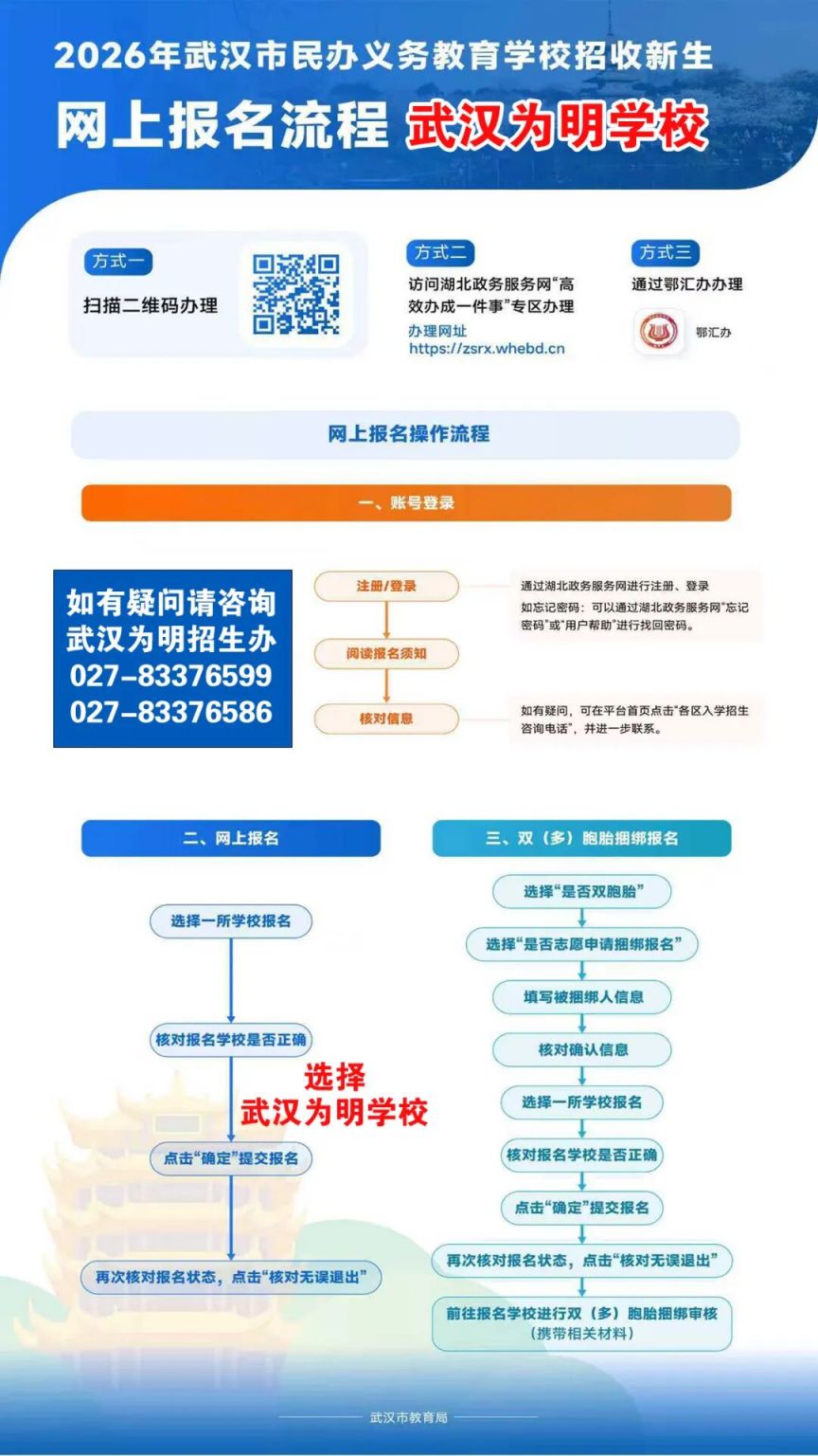 武汉为明学校小学部2026招生简章（报名入口+学费标准）