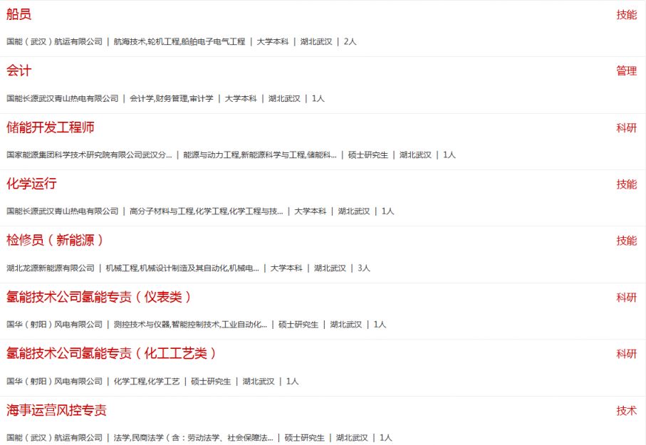 国家能源集团2026校招启动 武汉岗位发布