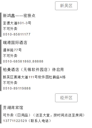 2020上海入境返锡人员隔离酒店地址 电话 2020上海入境返锡人员隔离