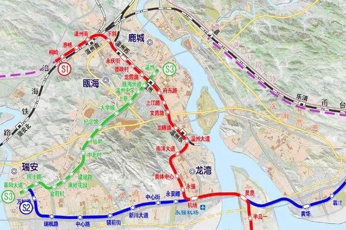 温州市域铁路s1线线路图