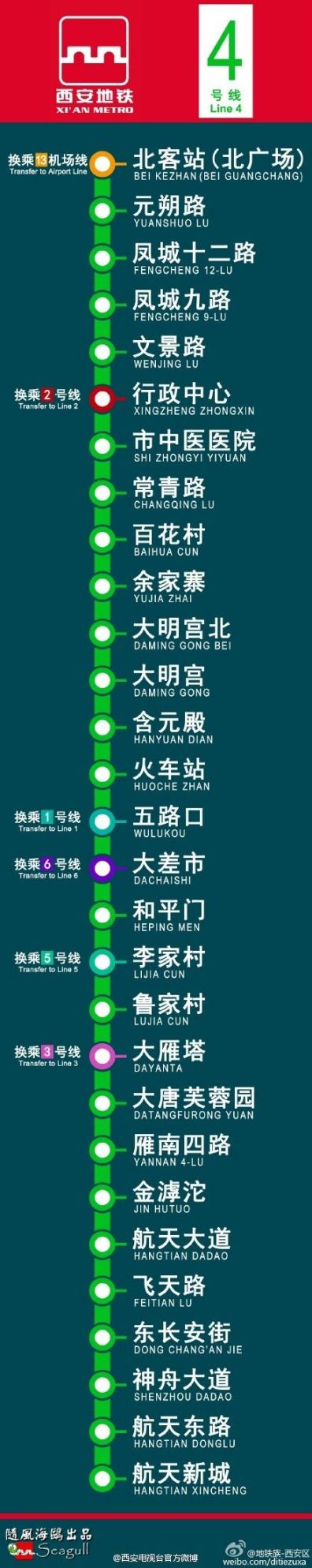 西安地铁4号线29站站名确定