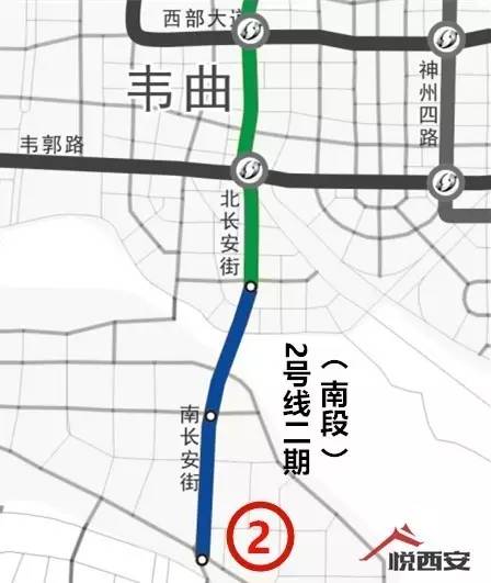 线路走向   西安地铁2号线(二期)线路走向:      将向北,向南分别延伸