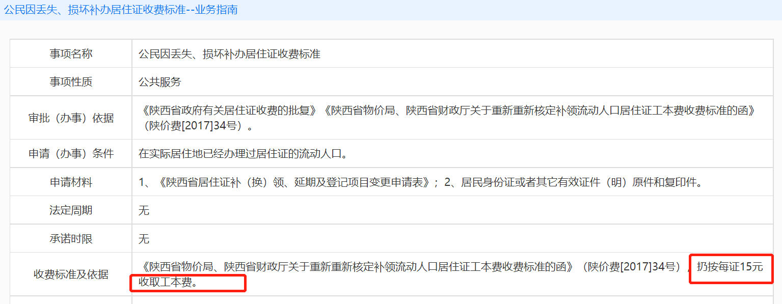 咸陽居住證補辦:《陝西省物價局,陝西省財政廳關於重新重新核定補領