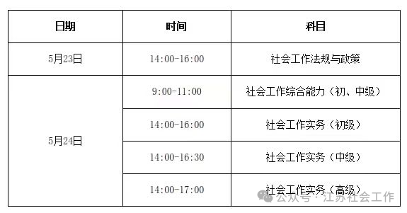 【本地资讯】2026江苏社工考试时间