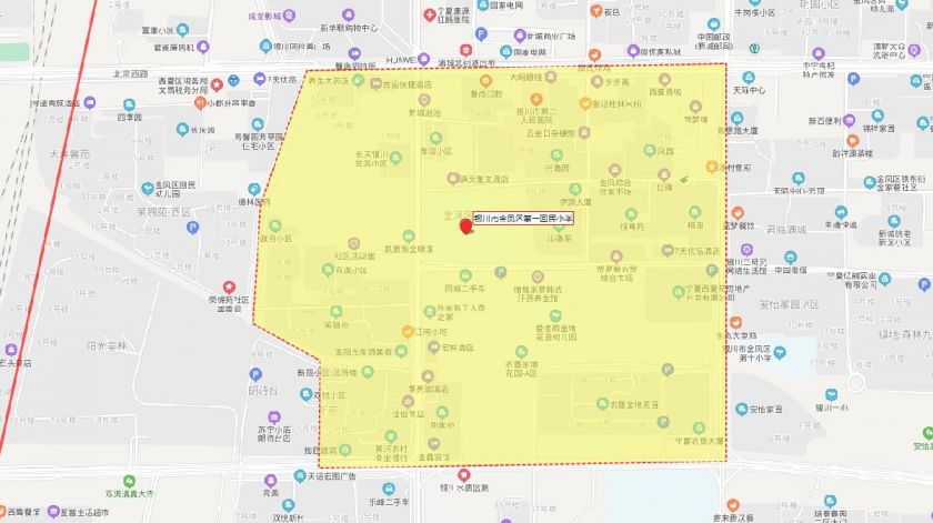 银川市金凤区第一回民小学学区范围附地图
