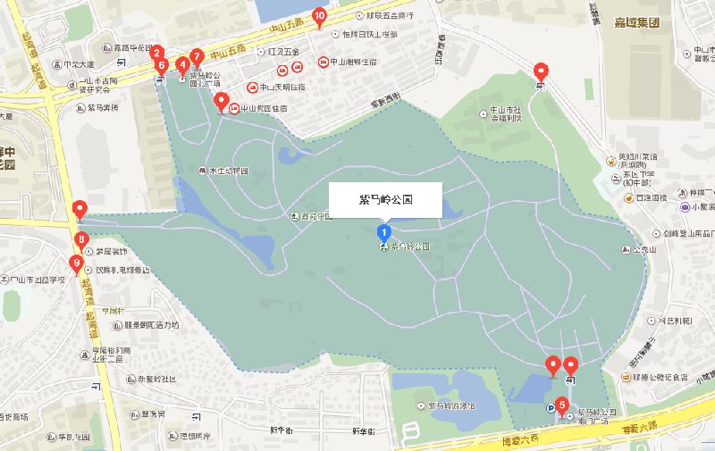中山紫马岭公园地图图片