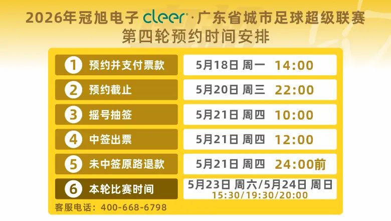 【本地资讯】2026广东省足球联赛第四轮门票预约指南